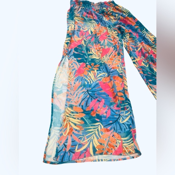 Lavender J Palazzo Pants Size Large Blue Pink Yellow Orange Tropical Print - Picture 6 of 11